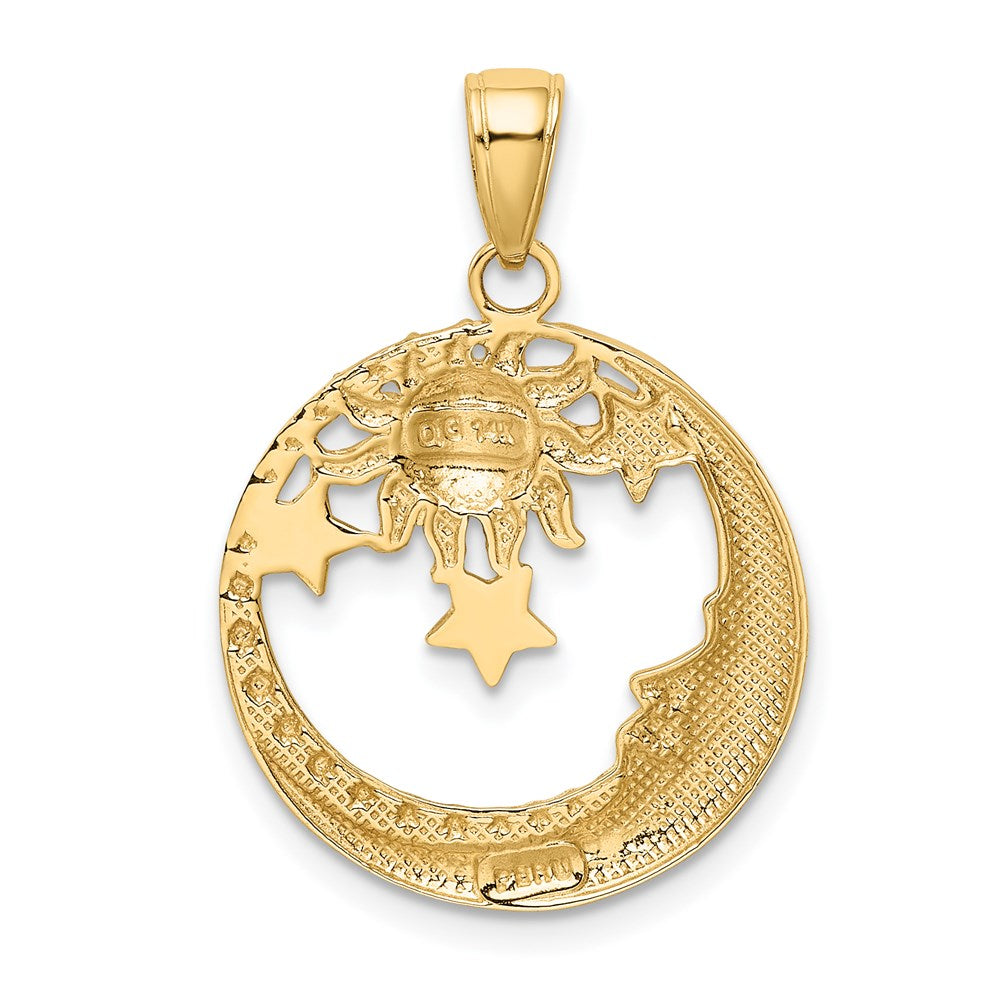 Yellow and White Gold Diamond-cut Celestial Pendant Necklace Model-M2867 - Charlie & Co. Jewelry