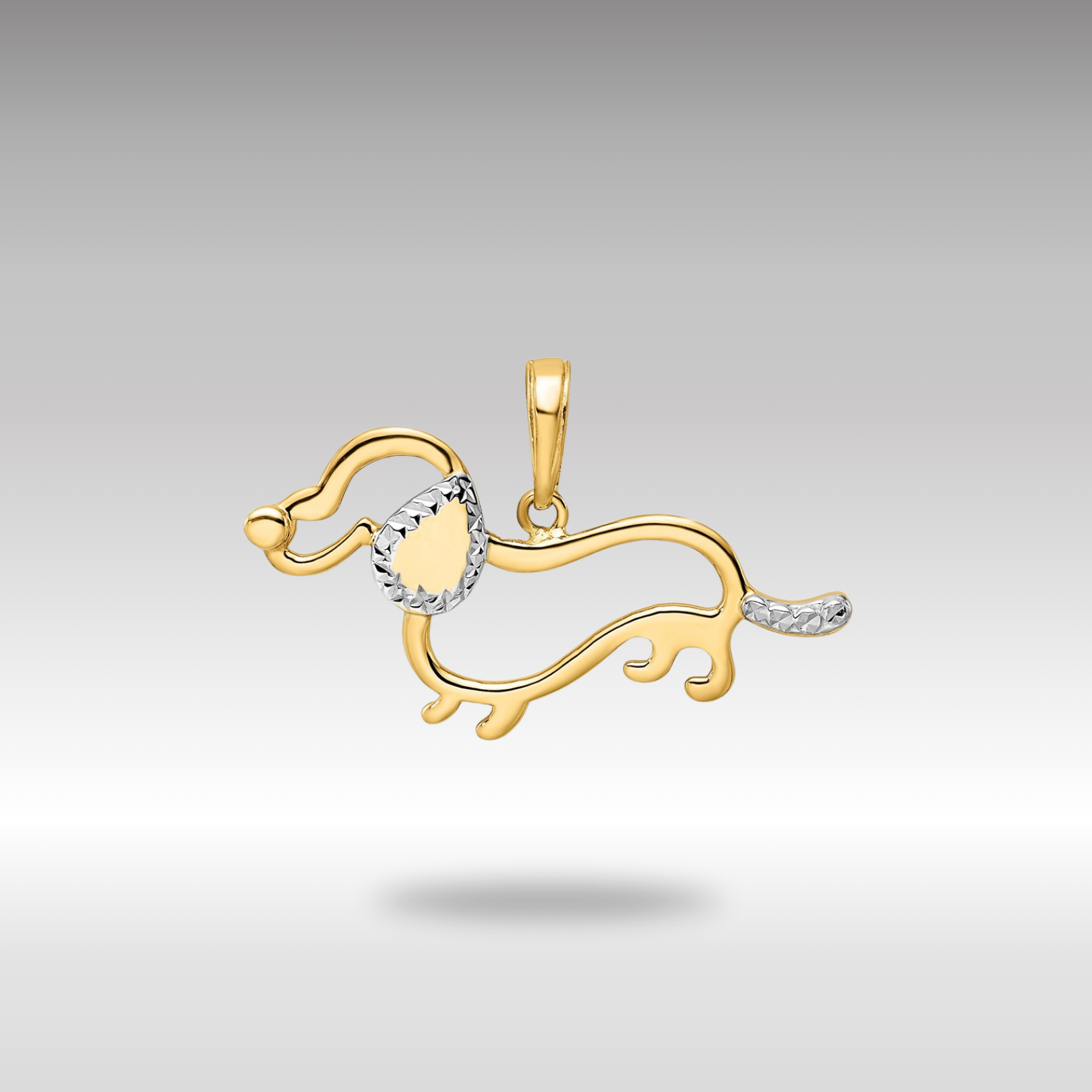 Gold & White Rhodium Dachshund Necklace Pendant - Charlie & Co. Jewelry