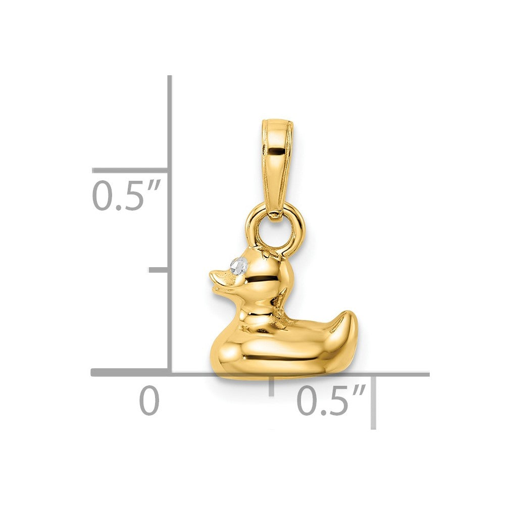 14K Gold 3D Duck Charm Pendant - Charlie & Co. Jewelry