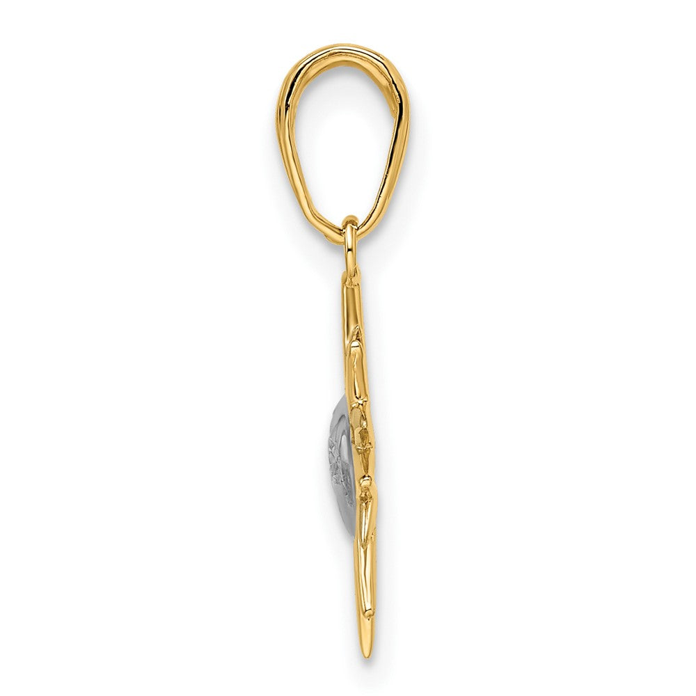 Yellow and White Gold Diamond-Cut Sun Pendant Necklace Model-M2964 - Charlie & Co. Jewelry