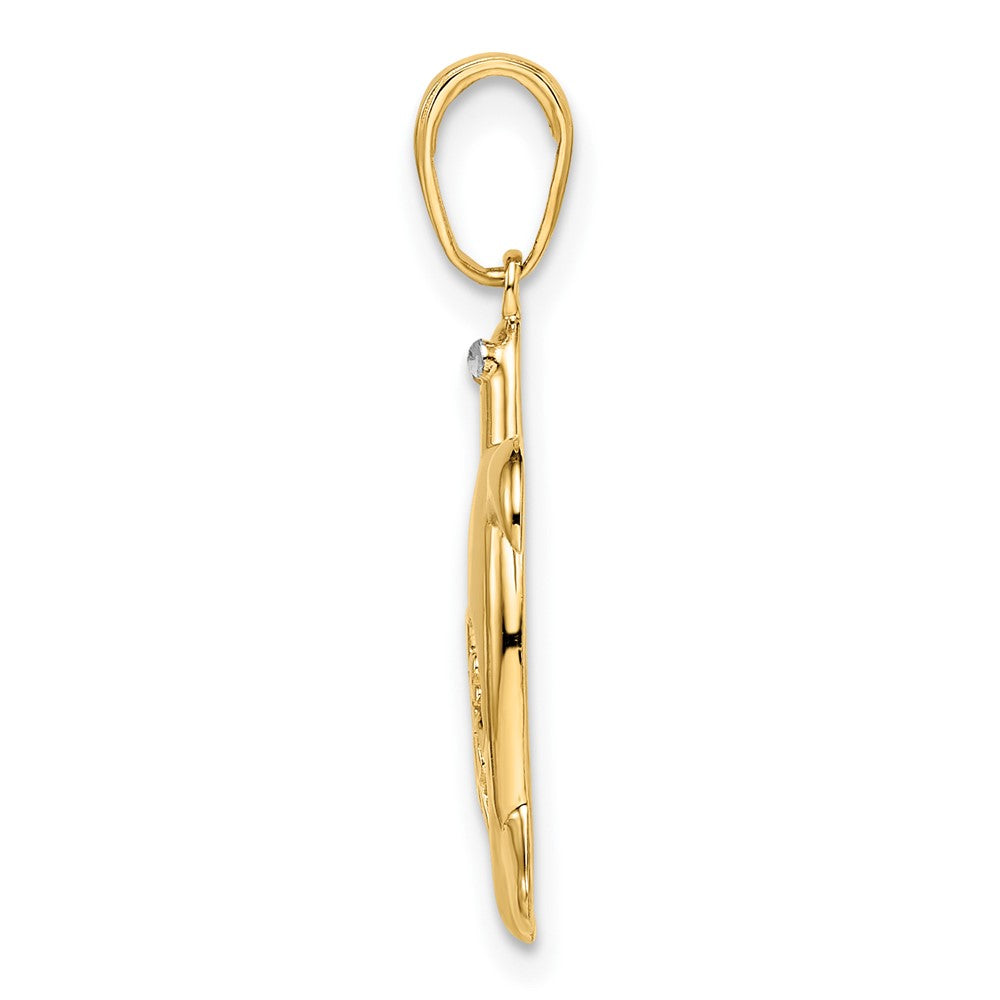 14K Gold Floral Cut-Out Turtle Pendant with Diamond Accents - Charlie & Co. Jewelry