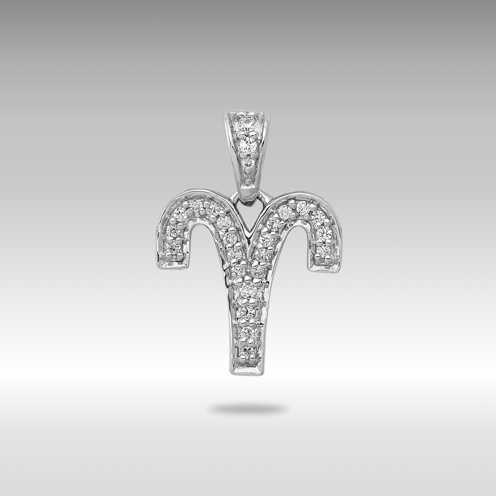 White Gold Diamond Aries Symbol Zodiac Pendant Model-PM4102-012-WA - Charlie & Co. Jewelry