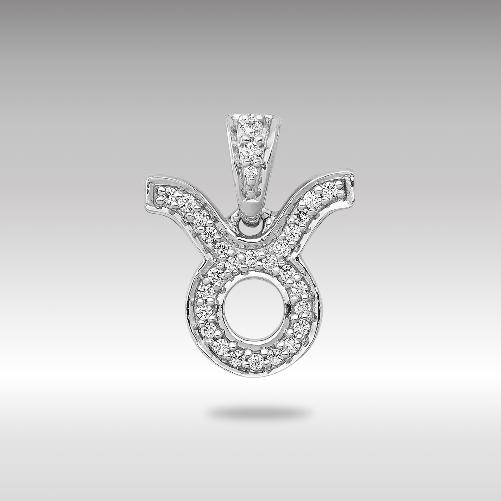 White Gold Diamond Taurus Sign Small Zodiac Pendant Model-PM4103-012-WA - Charlie & Co. Jewelry