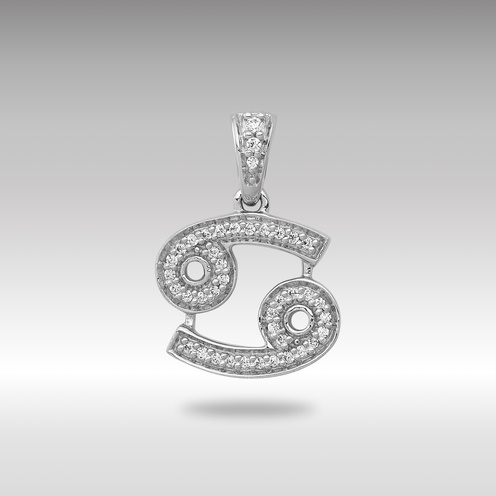 White Gold Diamond Cancer Symbol Small Zodiac Pendant Model-PM4105-013-WA - Charlie & Co. Jewelry