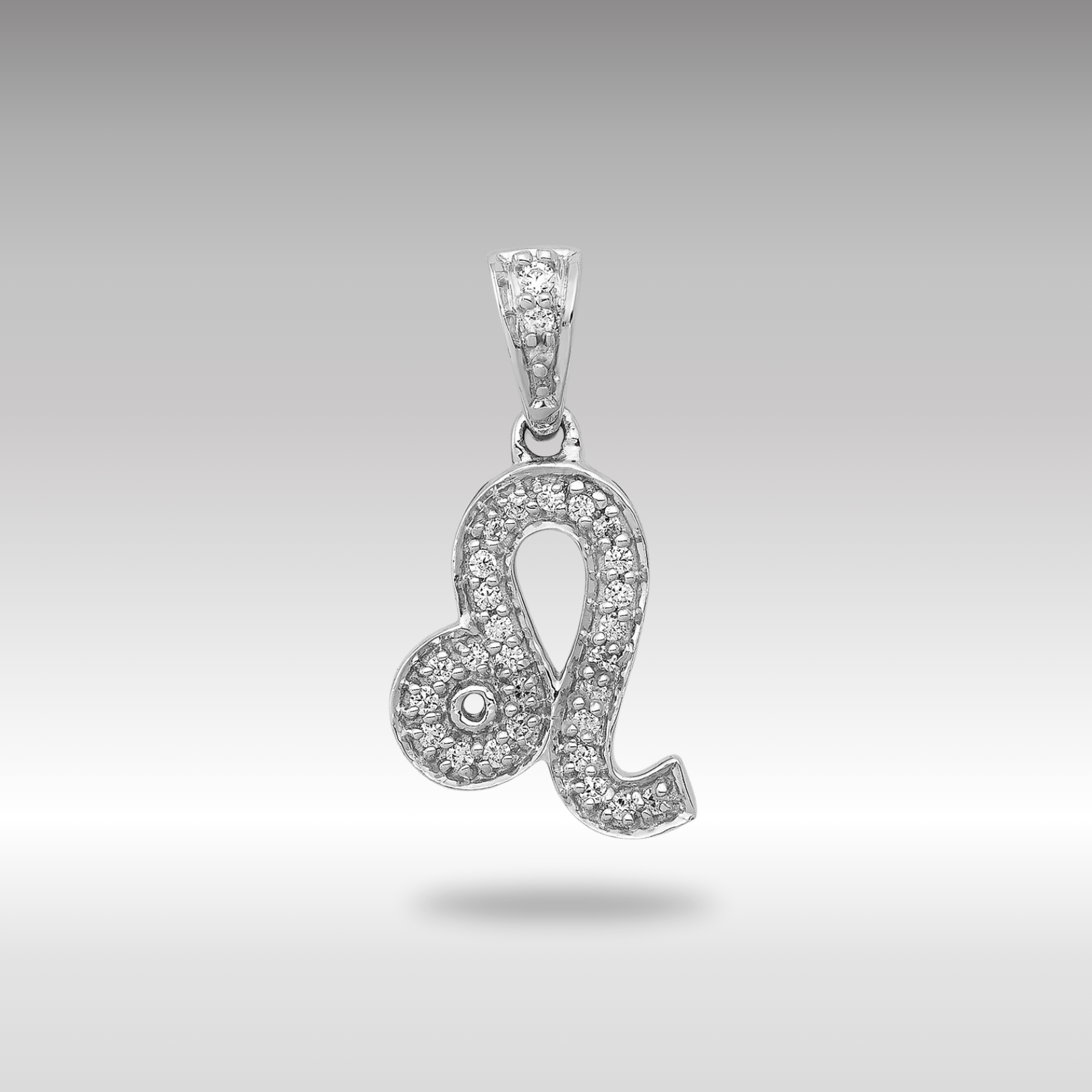 White Gold Diamond Leo Small Zodiac Pendant Model-PM4106-012-WA - Charlie & Co. Jewelry