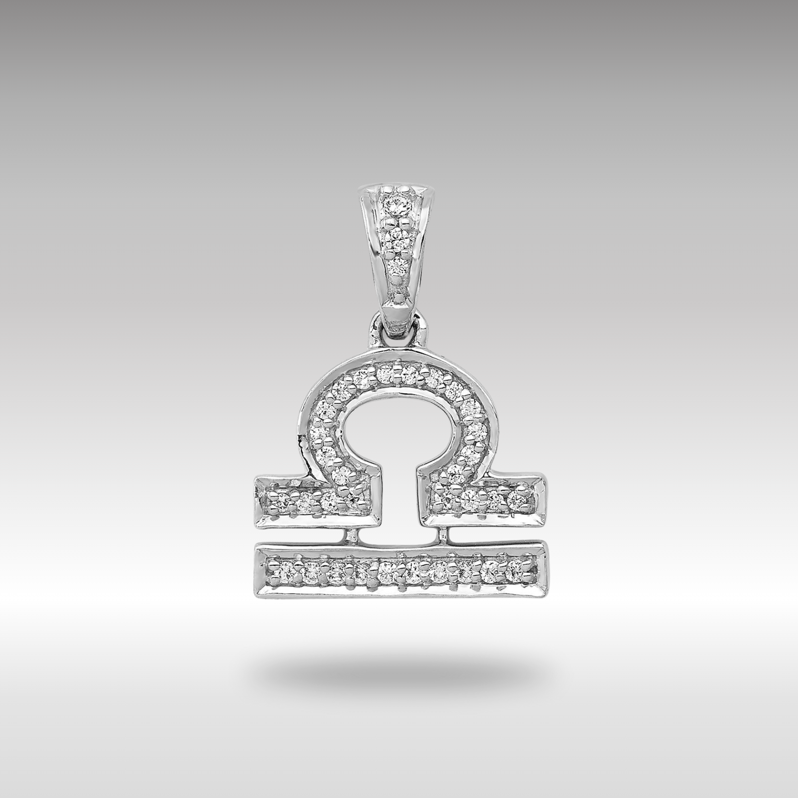 White Gold Diamond Libra Symbol Small Zodiac Pendant Model-PM4108-012-WA - Charlie & Co. Jewelry