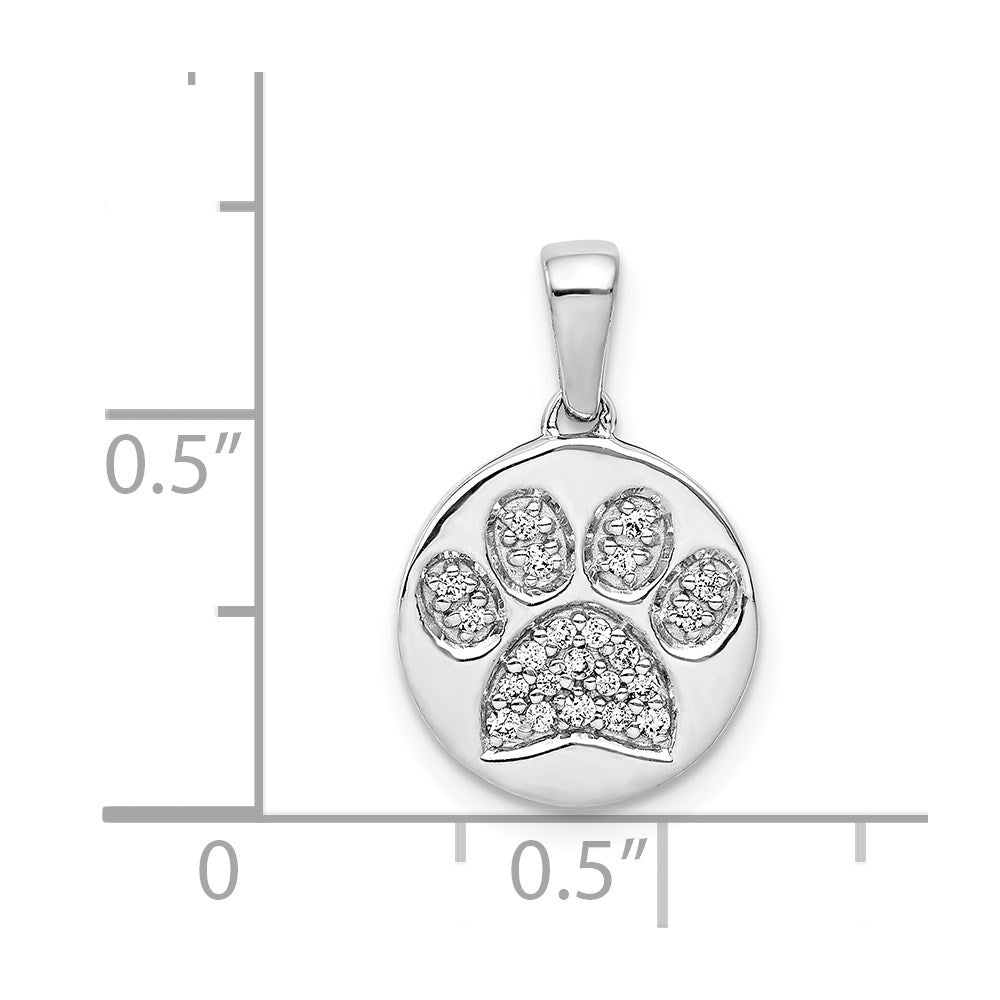 14k White Gold Diamond Paw Print Necklace Pendant - Charlie & Co. Jewelry