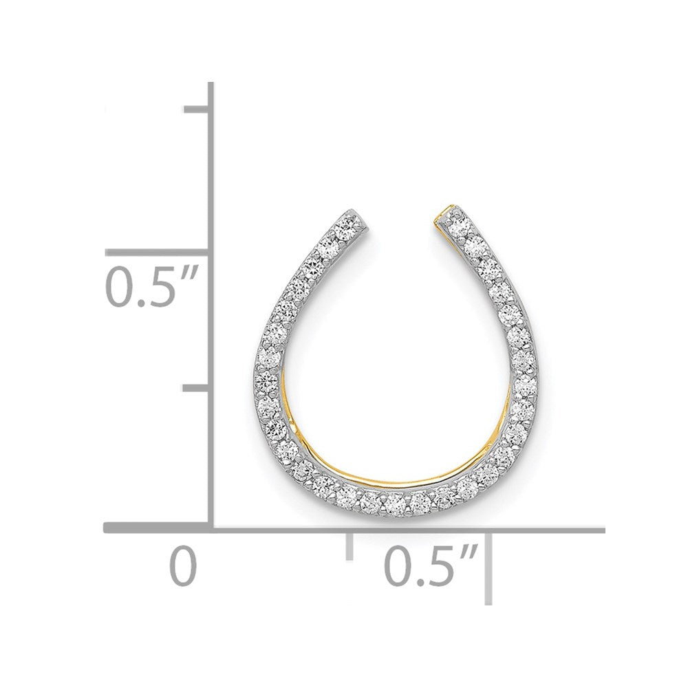 14k Gold Diamond Horseshoe Necklace Pendant 1/6ct. Chain Slide - Charlie & Co. Jewelry