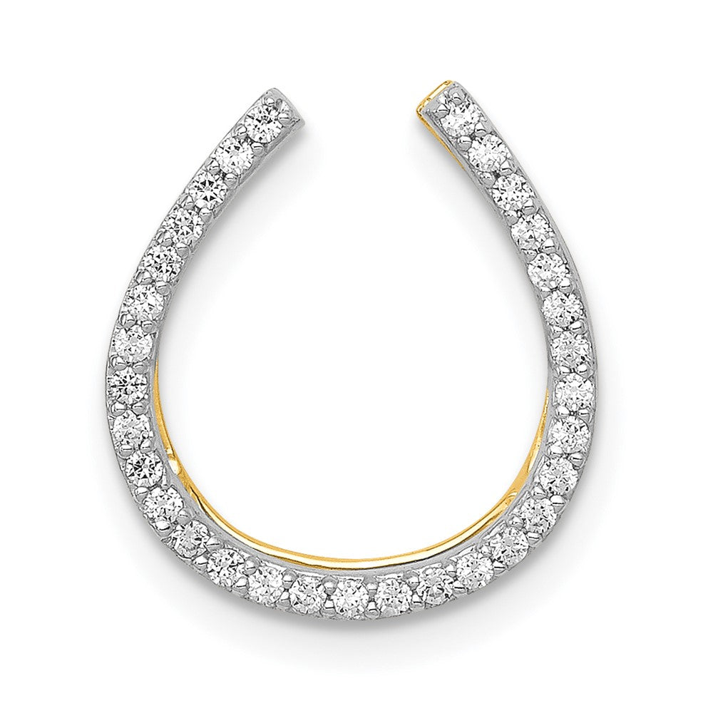 14k Gold Diamond Horseshoe Necklace Pendant 1/6ct. Chain Slide - Charlie & Co. Jewelry