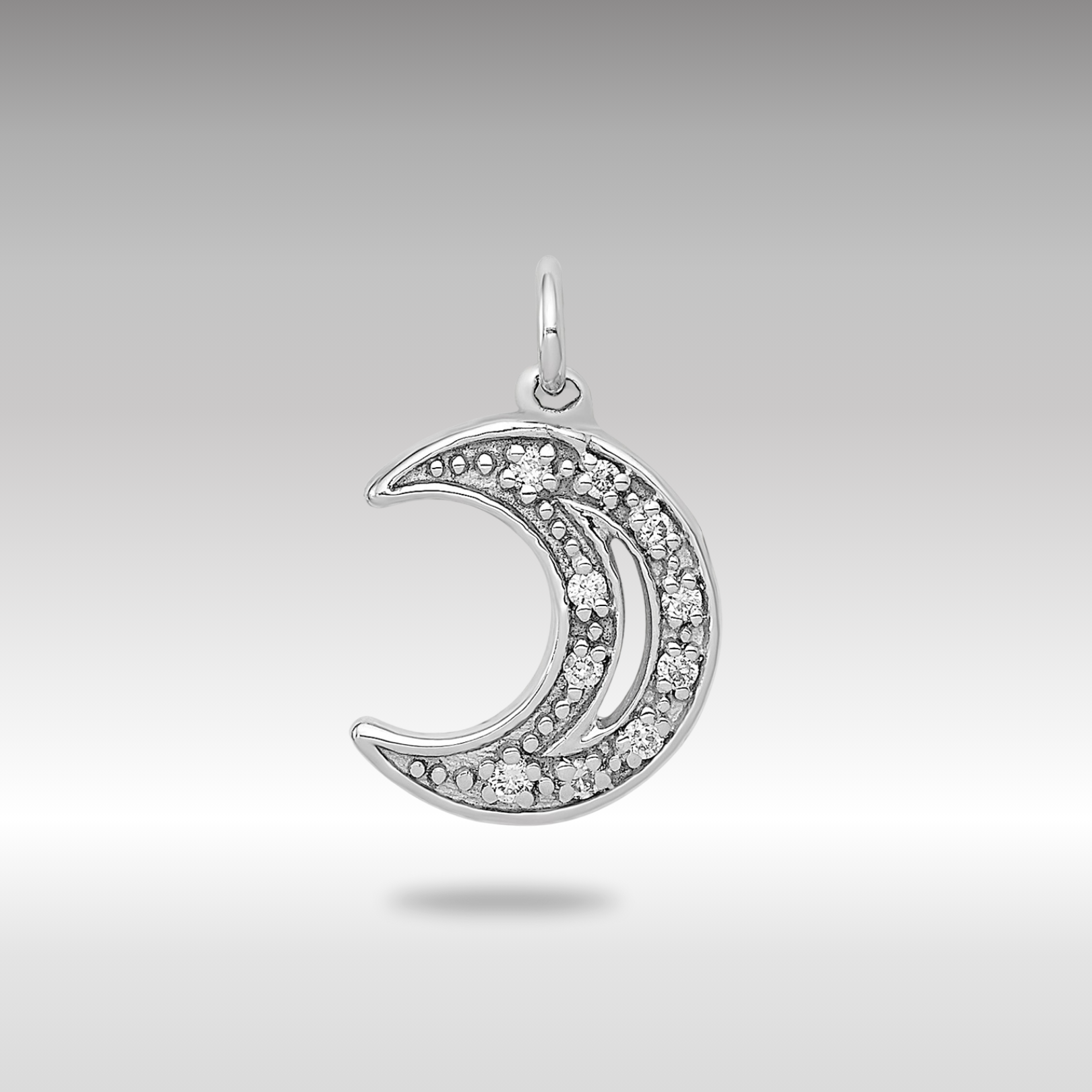 White Gold Diamond Moon Necklace Pendant Model-PM5183-005-WA - Charlie & Co. Jewelry