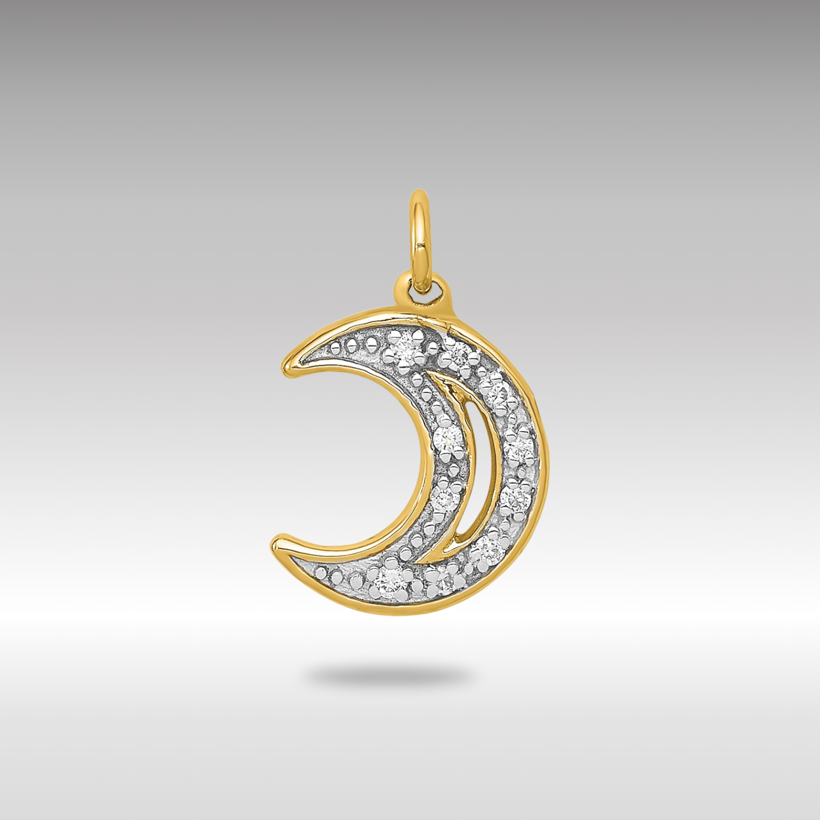 Gold Diamond Moon Necklace Pendant Model-PM5183-005-YA - Charlie & Co. Jewelry