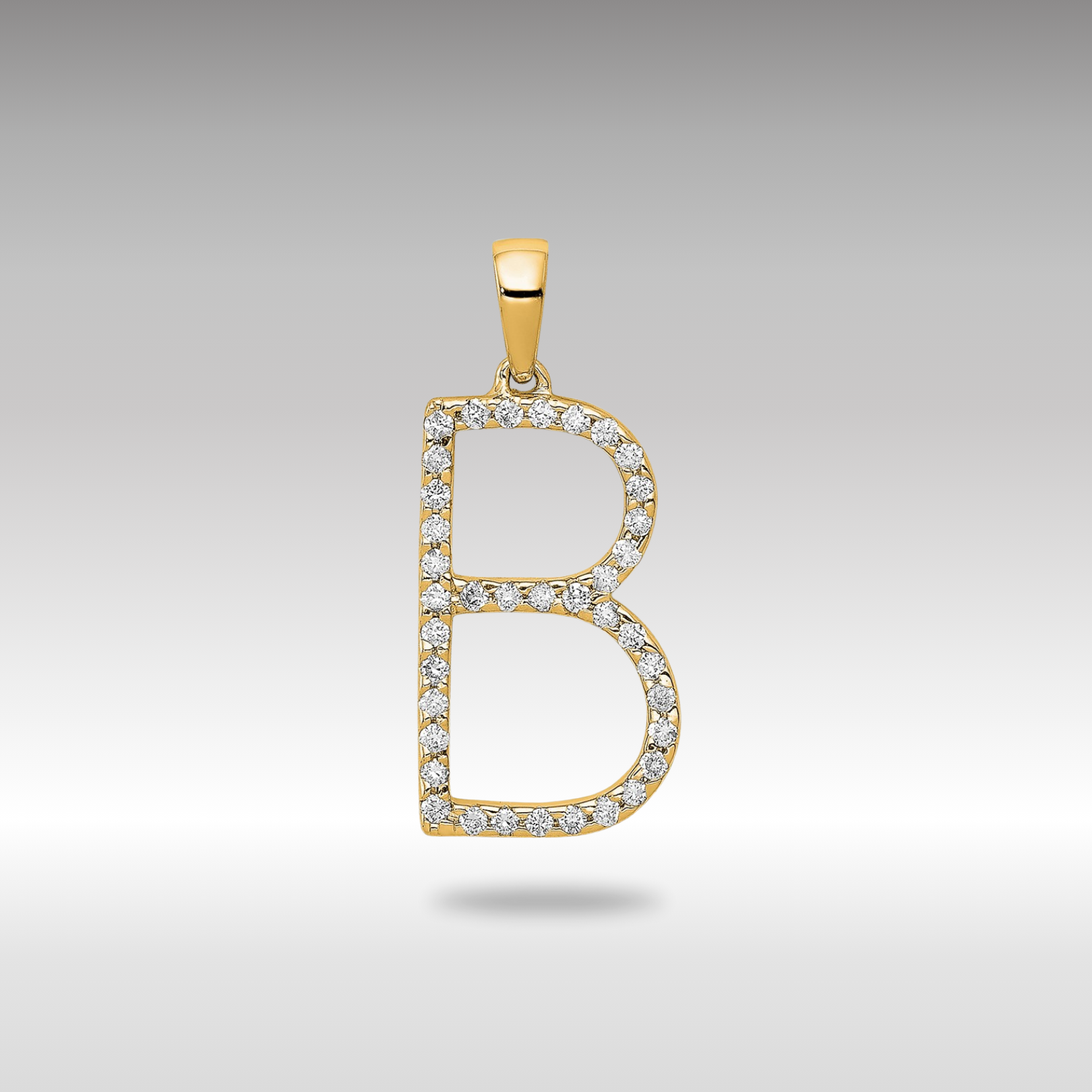 Gold Diamond Letter B Initial Pendant Necklace - Model PM5222B-013-YA - Charlie & Co. Jewelry