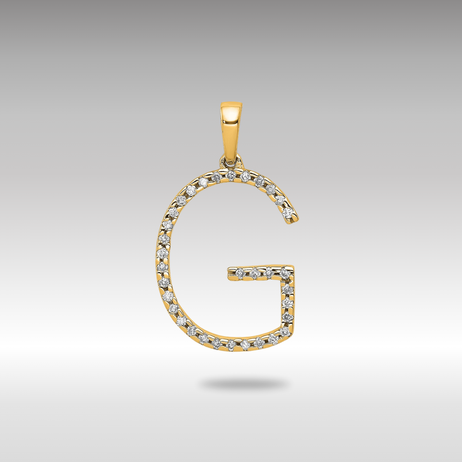 Gold Diamond Letter G Initial Pendant Necklace - Model PM5222G-010-YA - Charlie & Co. Jewelry