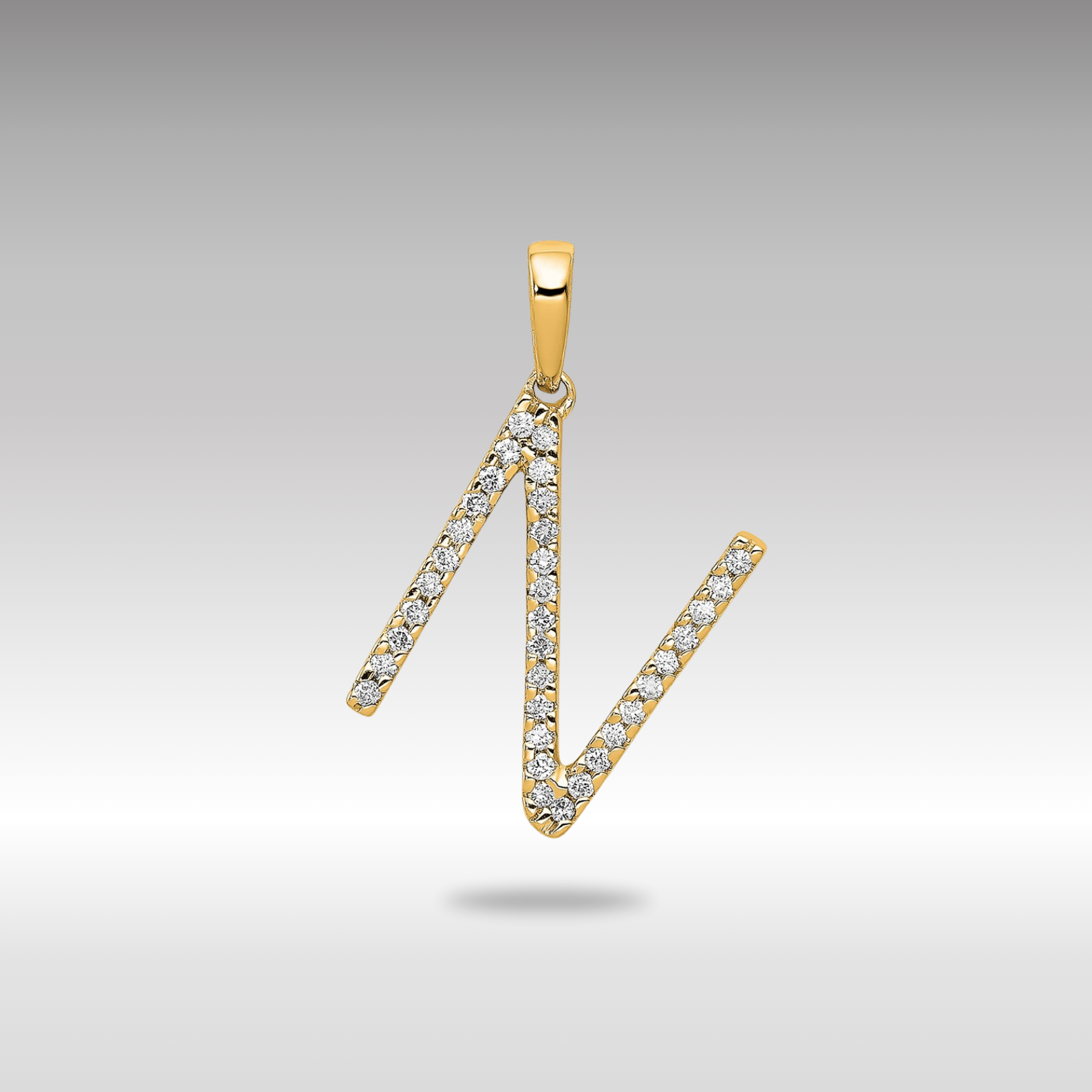 Gold Diamond Letter N Initial Pendant Necklace - Model PM5222N-010-YA - Charlie & Co. Jewelry