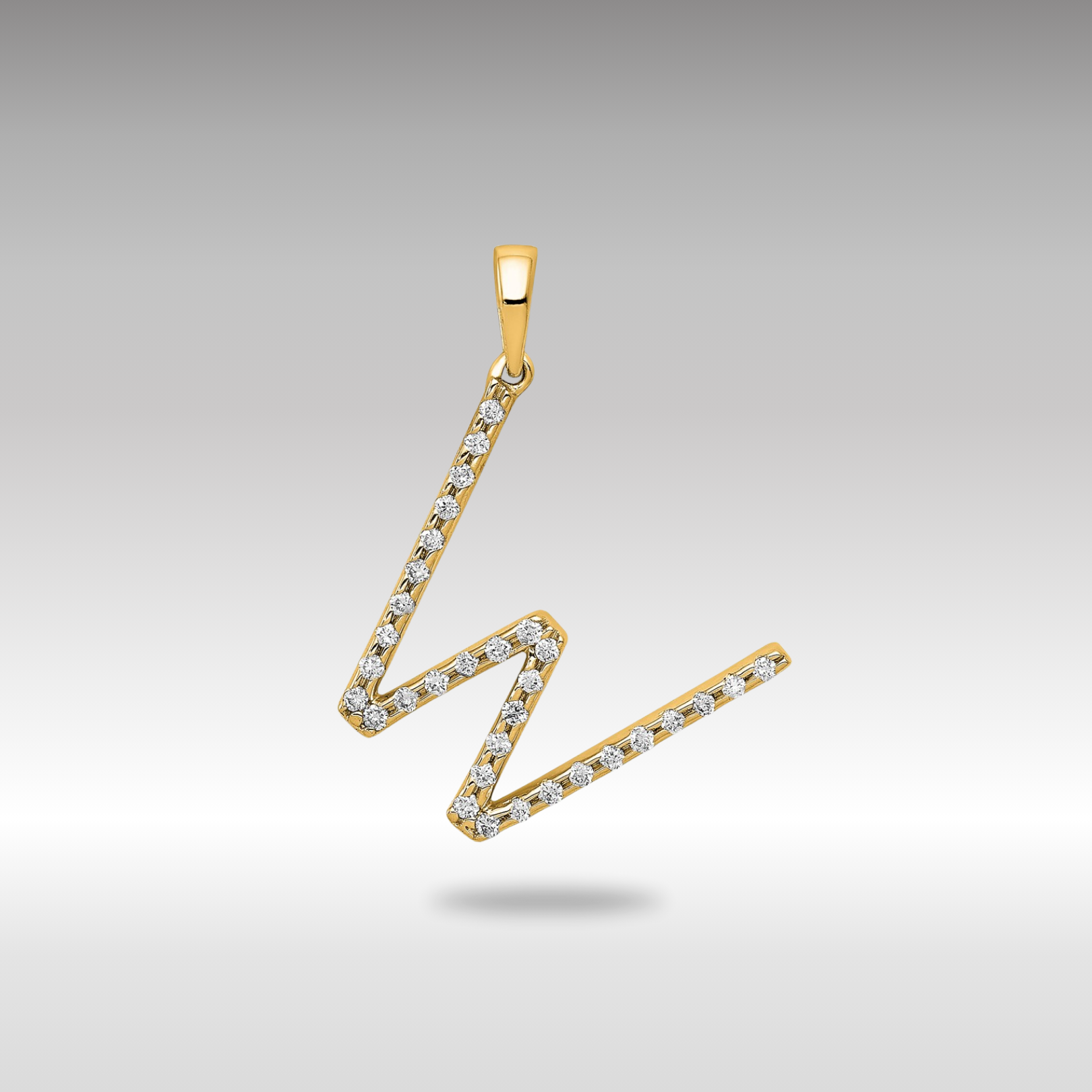 Gold Diamond Letter W Initial Pendant Necklace - Model PM5222W-013-YA - Charlie & Co. Jewelry