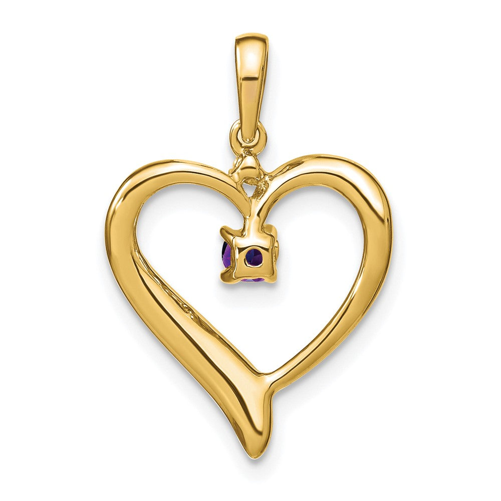 Charlie & Co Jewelry | 14k Amethyst And Diamond Heart Pendant - Model PM7005-AM-001-YA