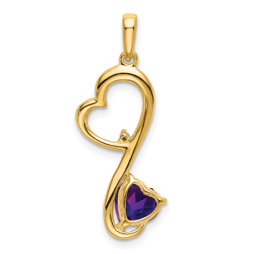 Charlie & Co Jewelry | 14k Amethyst And Diamond Heart Pendant - Model PM7007-AM-001-YA
