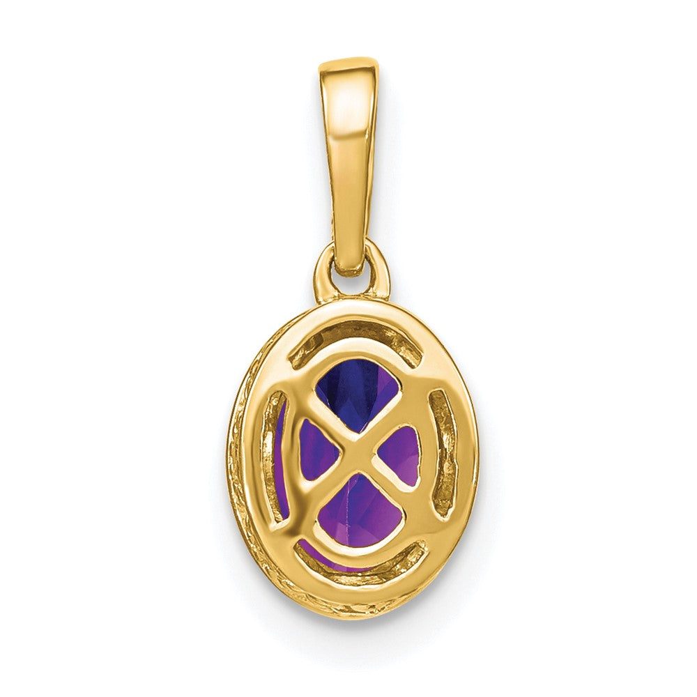 Charlie & Co Jewelry | 14k Oval Amethyst And Diamond Pendant - Model PM7093-AM-020-YA