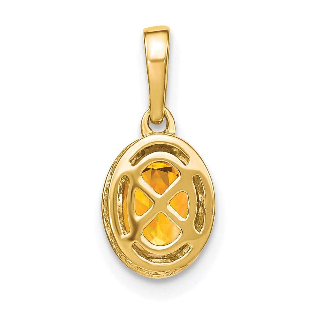 Charlie & Co Jewelry | 14k Oval Citrine And Diamond Pendant - Model PM7093-CI-020-YA