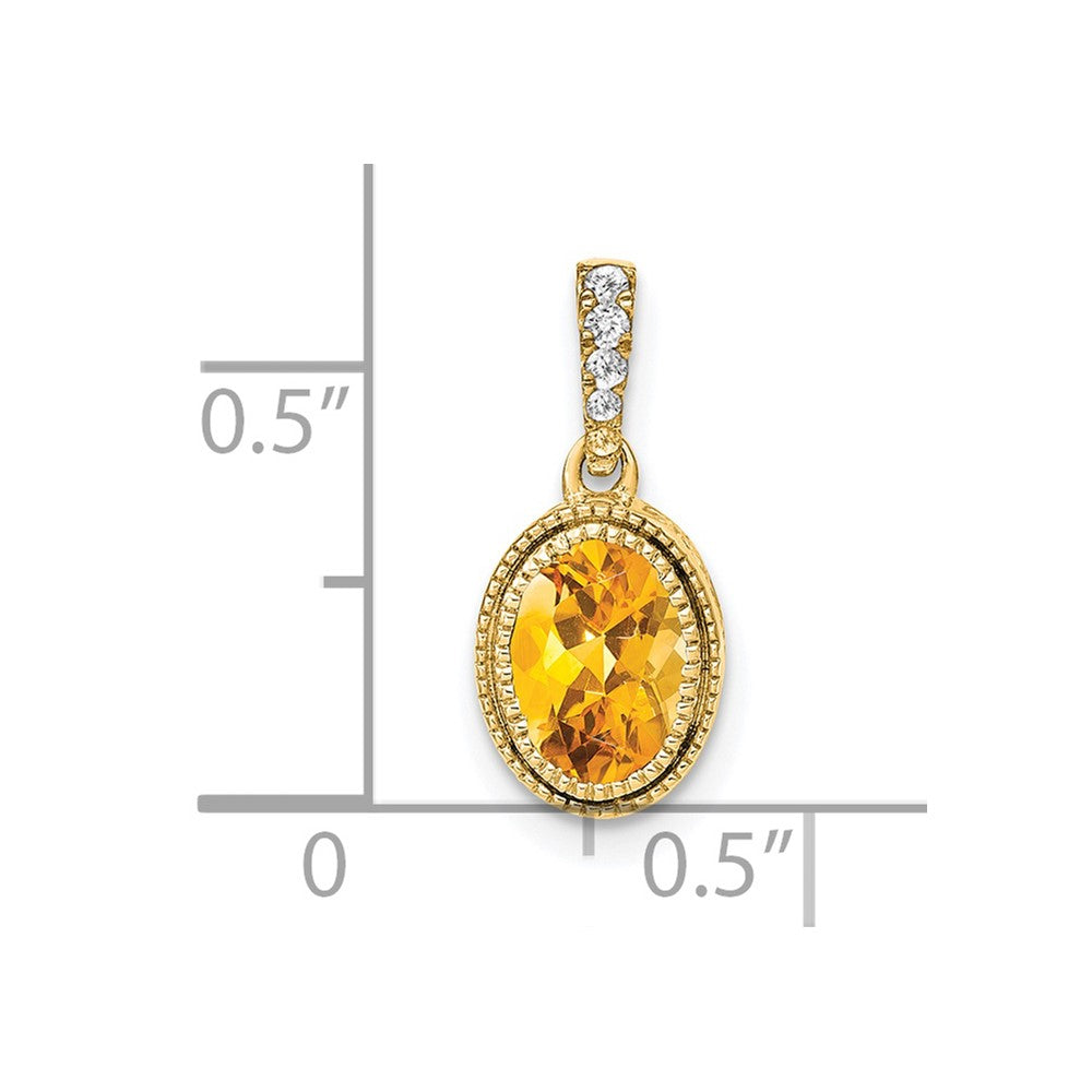 Charlie & Co Jewelry | 14k Oval Citrine And Diamond Pendant - Model PM7093-CI-020-YA