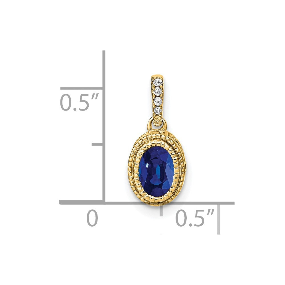 Charlie & Co Jewelry | 14k Oval Sapphire And Diamond Pendant - Model PM7093-SA-011-YA