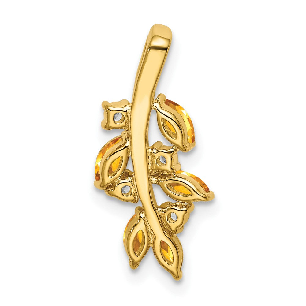 Charlie & Co Jewelry | 14k Citrine And Diamond Leaves Pendant - Model PM7127-CI-009-YA