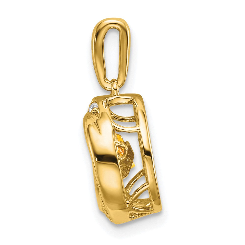 Charlie & Co Jewelry | 14k Round Citrine And Diamond Pendant - Model PM7143-CI-011-YA