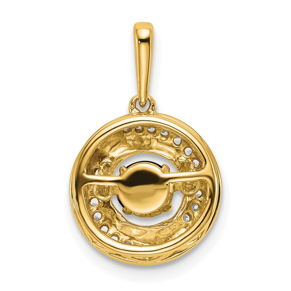 Charlie & Co Jewelry | 14k Round Garnet And Diamond Pendant - Model PM7143-GA-011-YA