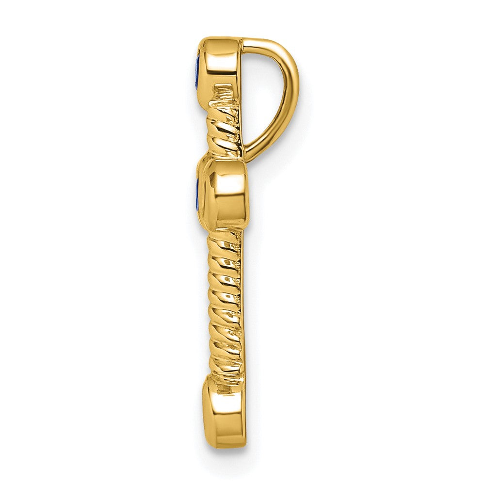Charlie & Co Jewelry | 14k Sapphire Cross Chain Slide - Model PM7174-SA-Y
