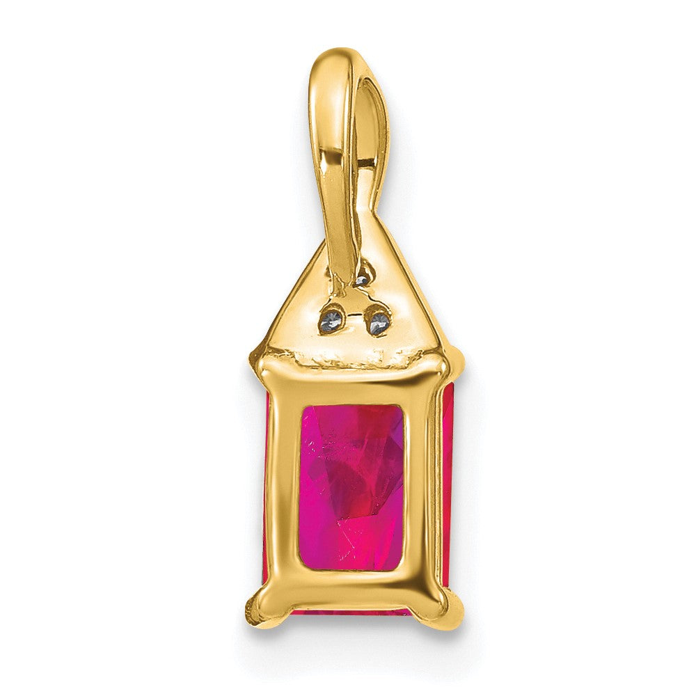 Charlie & Co Jewelry | 14k Emerald-shape Ruby And Diamond Pendant - Model PM7187-RU-002-YA