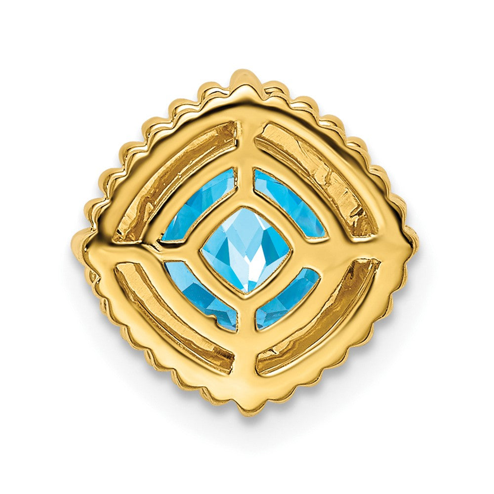 Charlie & Co Jewelry | 14k Cushion Blue Topaz Chain Slide - Model PM7201-BT-Y