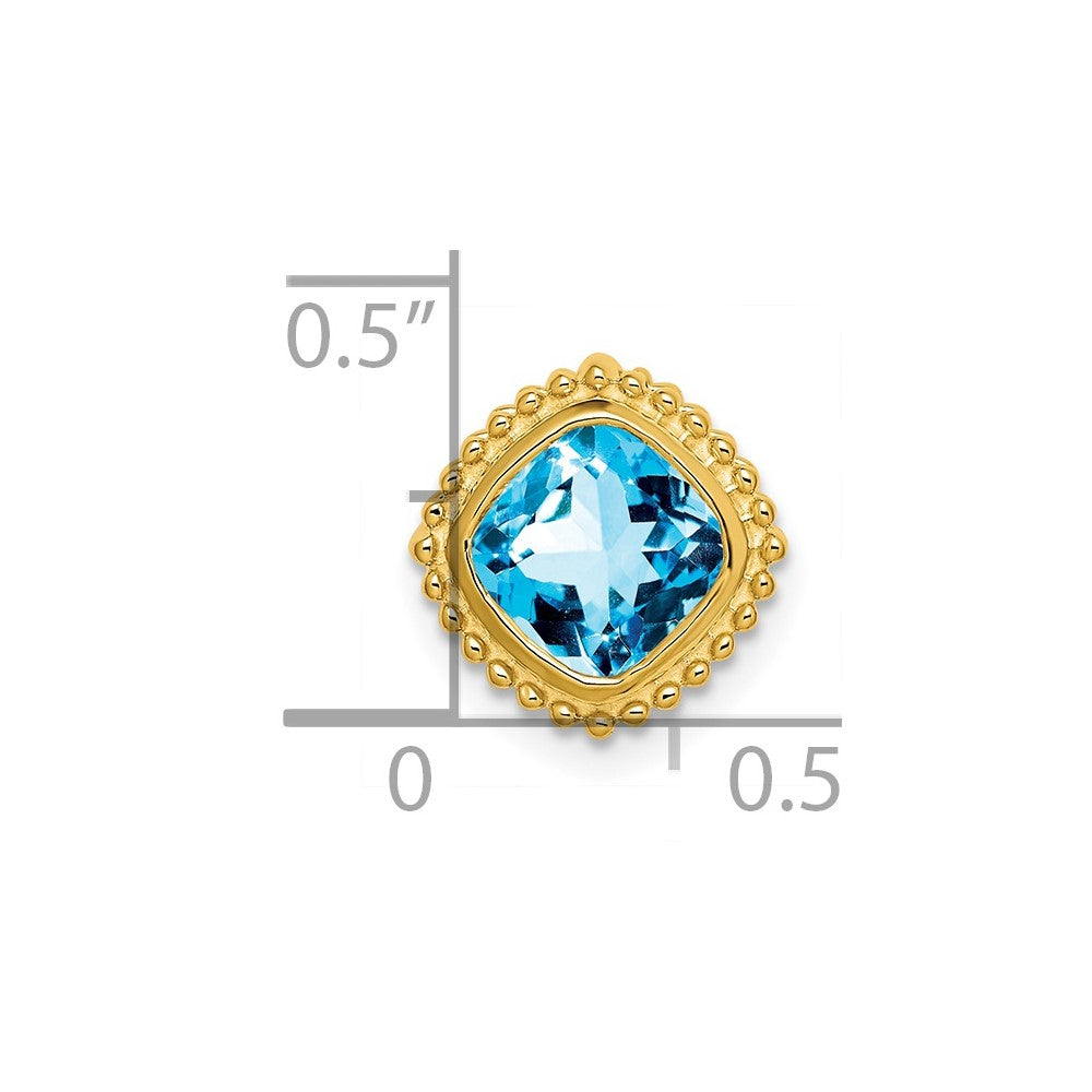 Charlie & Co Jewelry | 14k Cushion Blue Topaz Chain Slide - Model PM7201-BT-Y