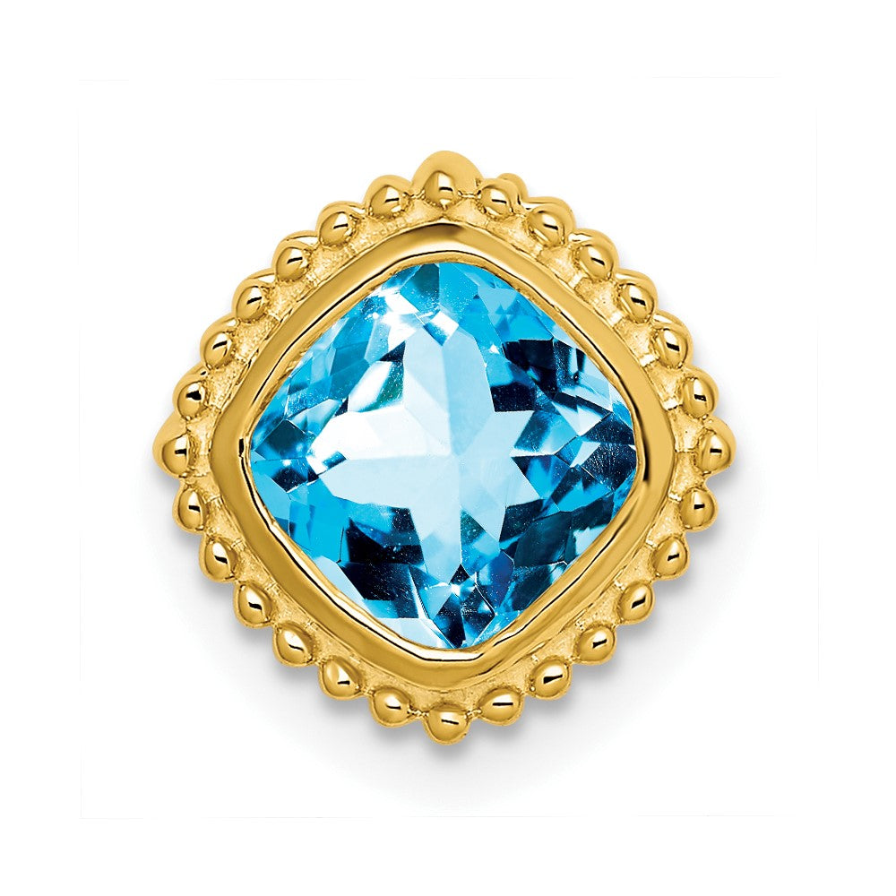 Charlie & Co Jewelry | 14k Cushion Blue Topaz Chain Slide - Model PM7201-BT-Y