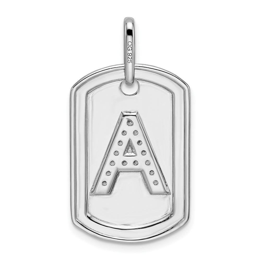 14K White Gold Initial "A" Dog Tag With Genuine Diamonds - Charlie & Co. Jewelry