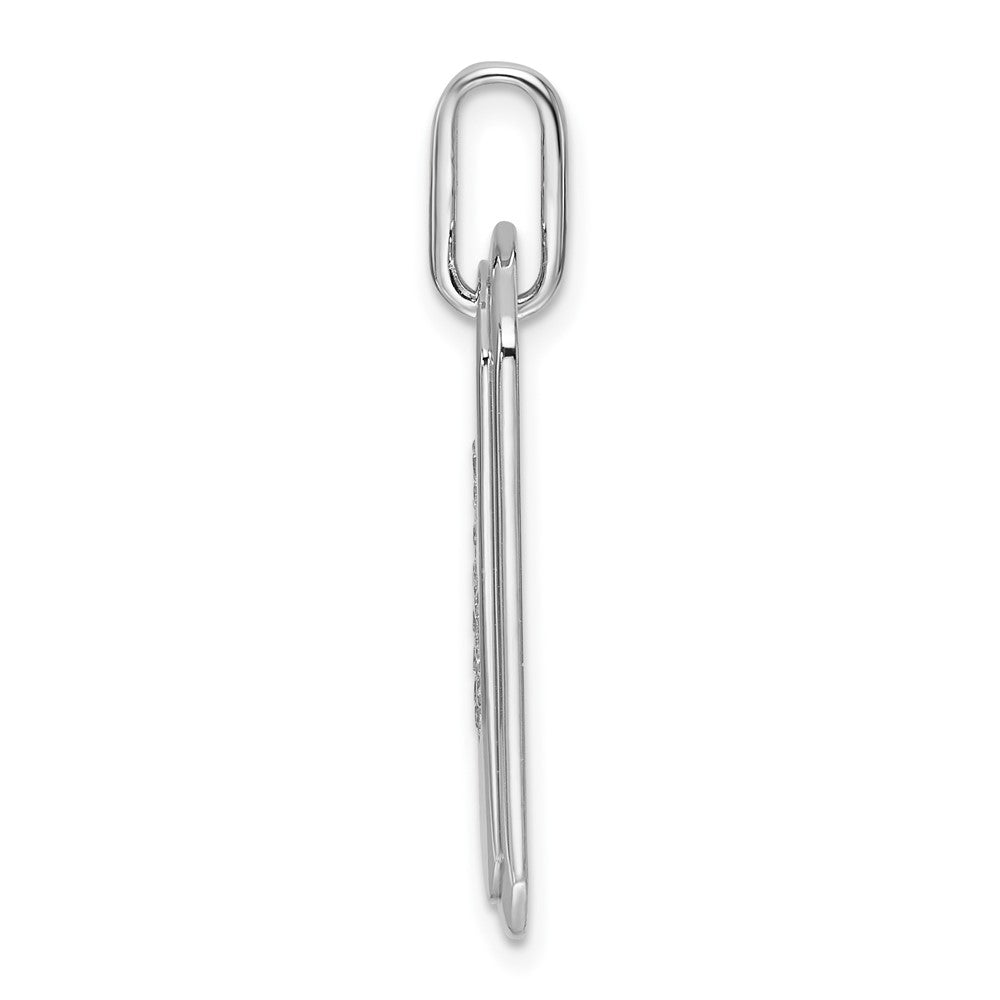 14K White Gold Initial "G" Dog Tag With Genuine Diamonds - Charlie & Co. Jewelry