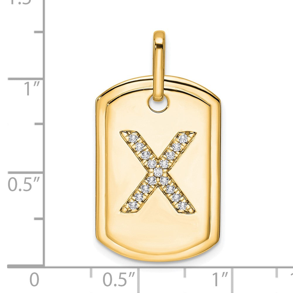 14K Gold Initial "X" Dog Tag With Genuine Diamonds - Charlie & Co. Jewelry