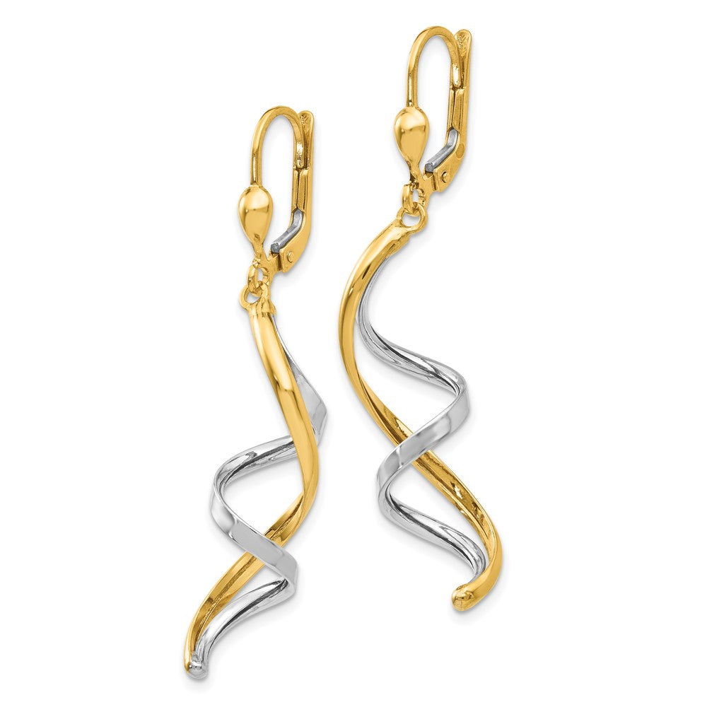 Gold Two-tone Spiral Leverback Earrings Model-PRE305 - Charlie & Co. Jewelry