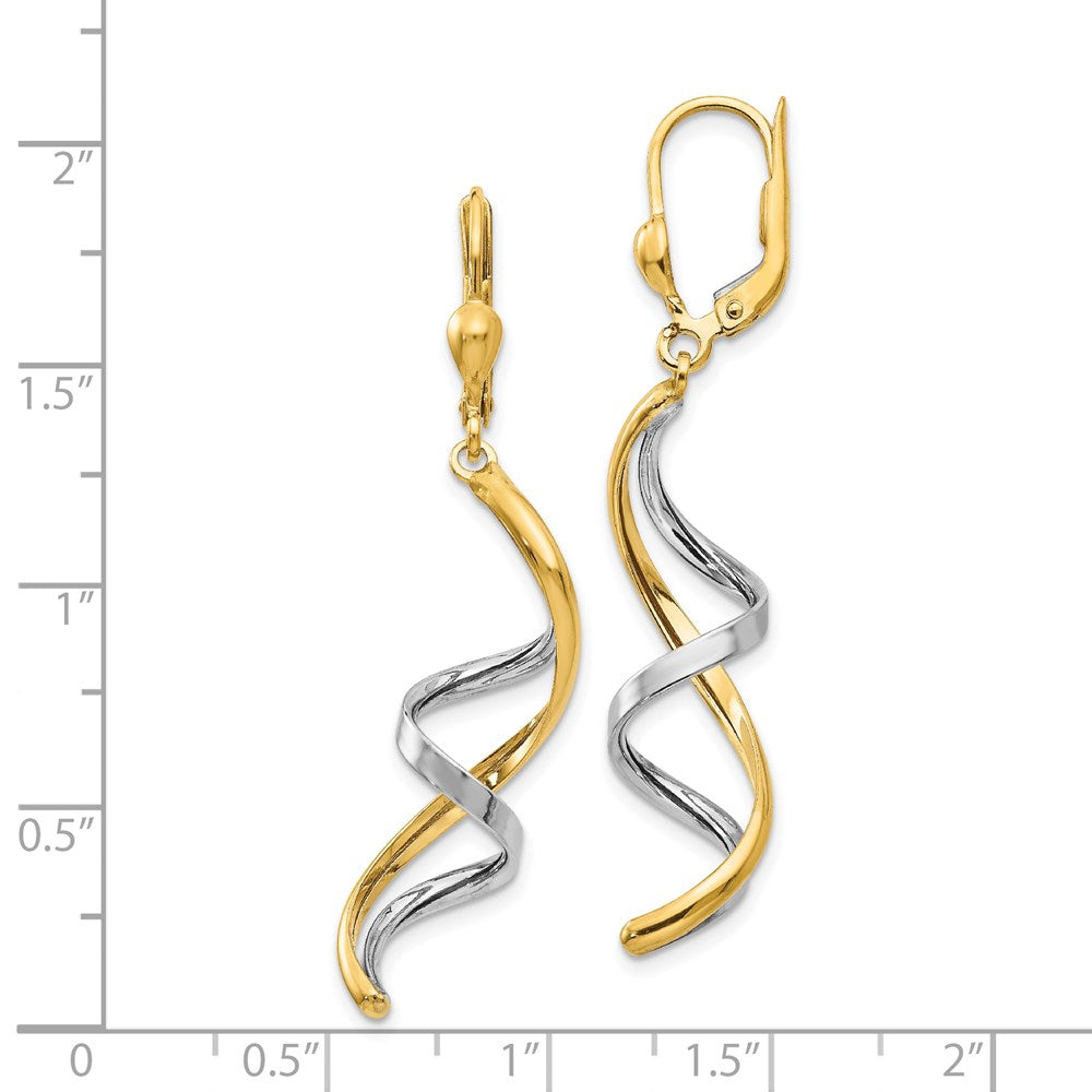 Gold Two-tone Spiral Leverback Earrings Model-PRE305 - Charlie & Co. Jewelry
