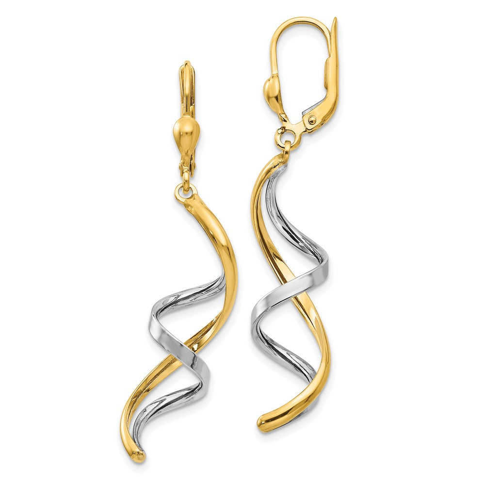 Gold Two-tone Spiral Leverback Earrings Model-PRE305 - Charlie & Co. Jewelry