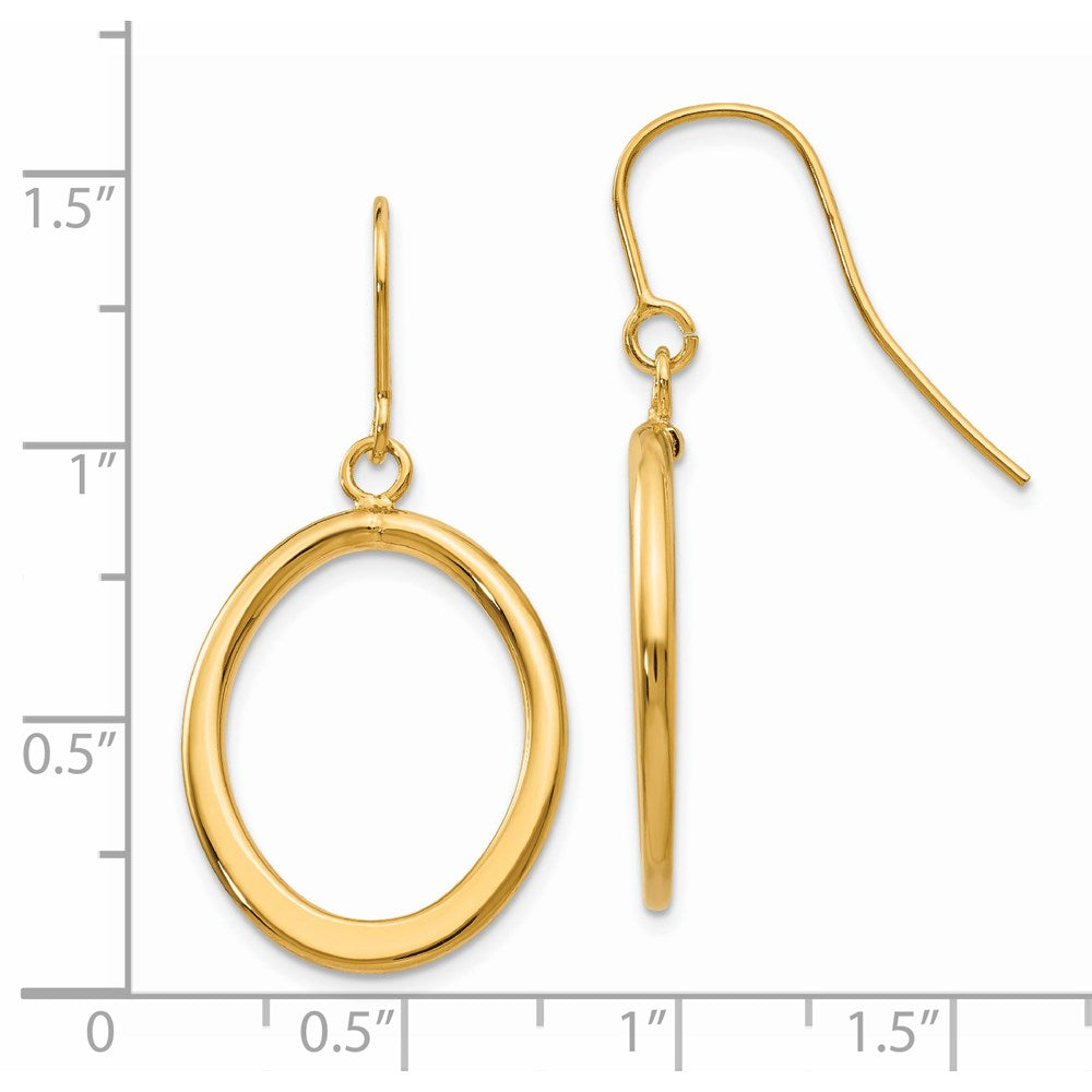 Gold Polished Tapered Flat Oval Dangle Earrings Model-PRE451 - Charlie & Co. Jewelry