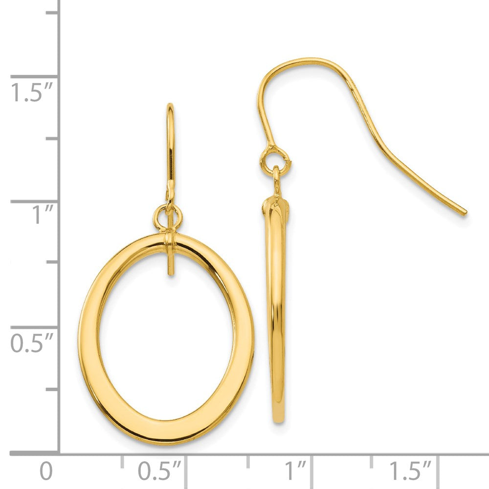 Gold Polished Tapered Flat Oval Dangle Earrings Model-PRE451 - Charlie & Co. Jewelry