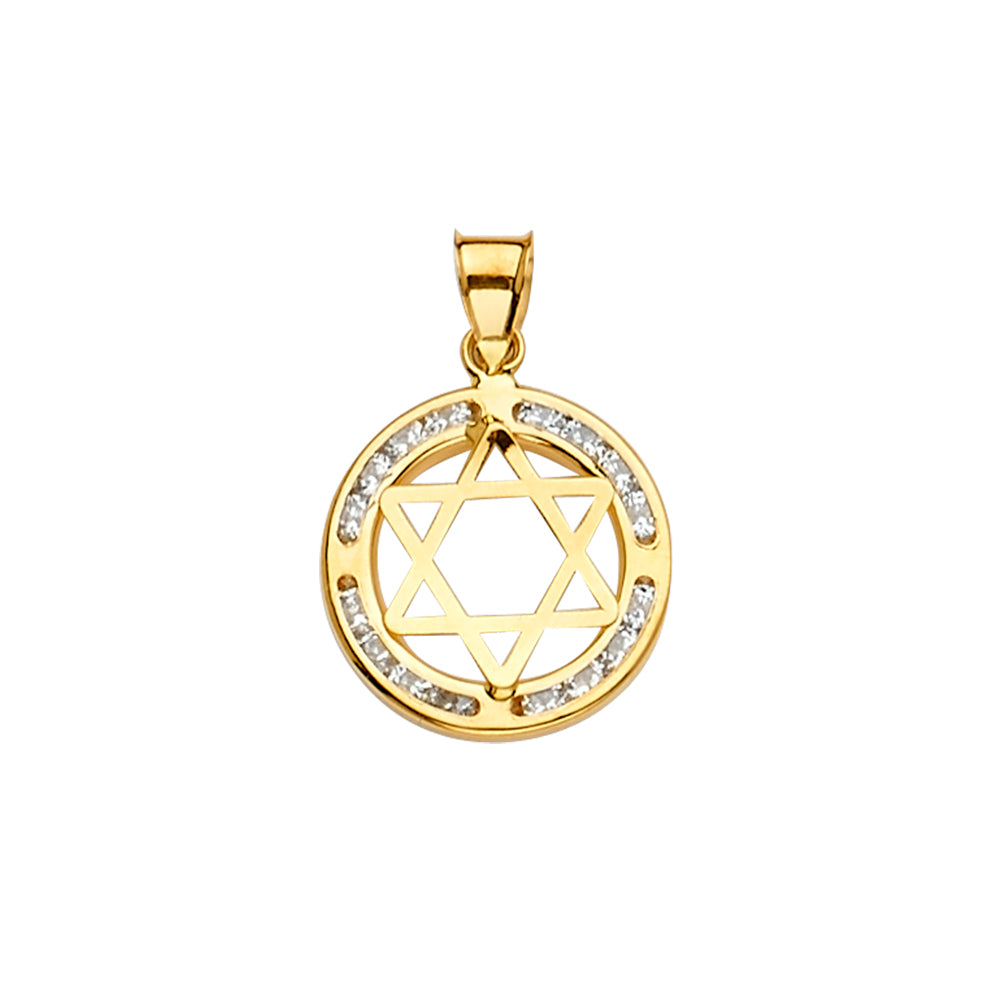 Gold Medium CZ Star of David Pendant - Model 2237 - Charlie & Co. Jewelry