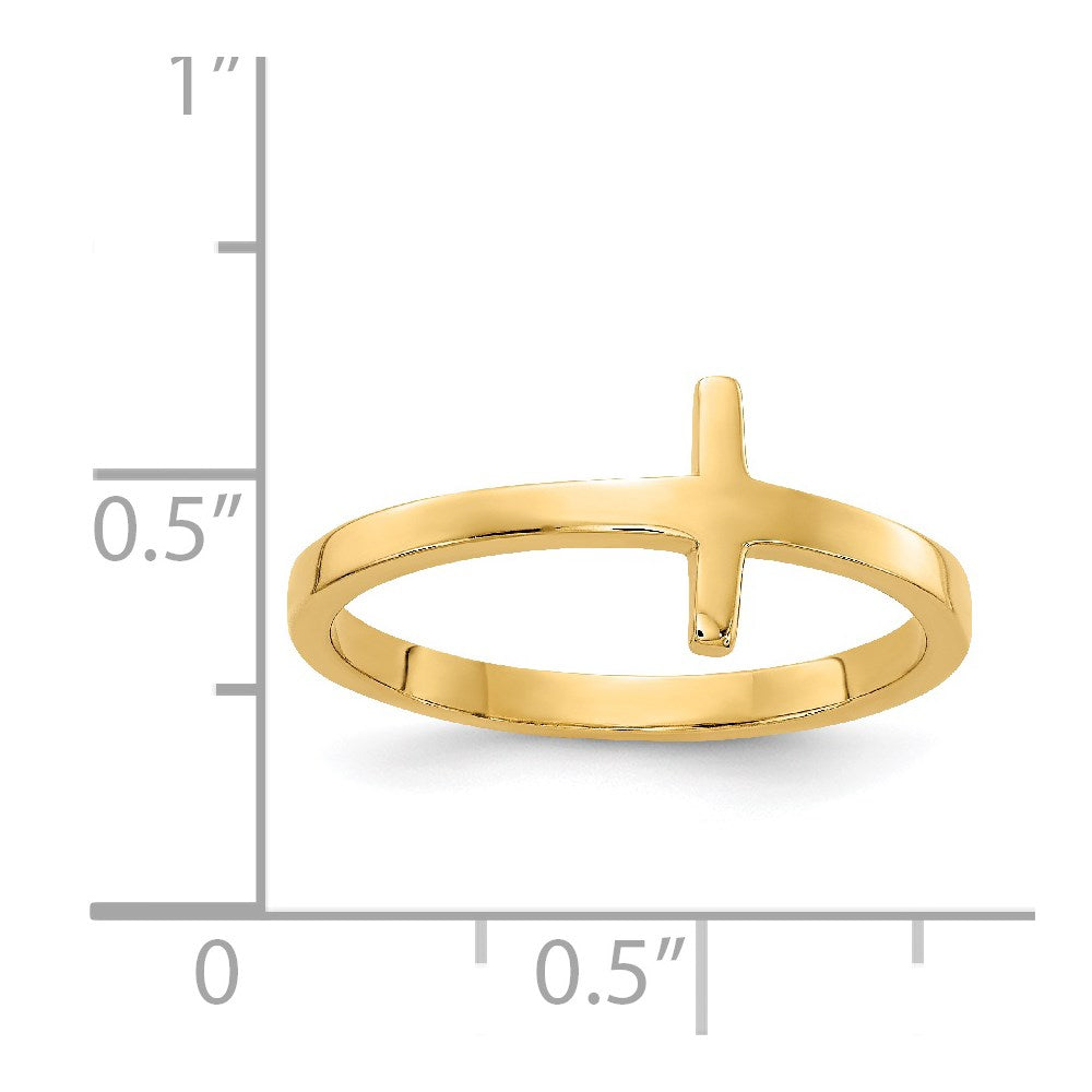 Gold Sideways Cross Ring Model-R1787 - Charlie & Co. Jewelry