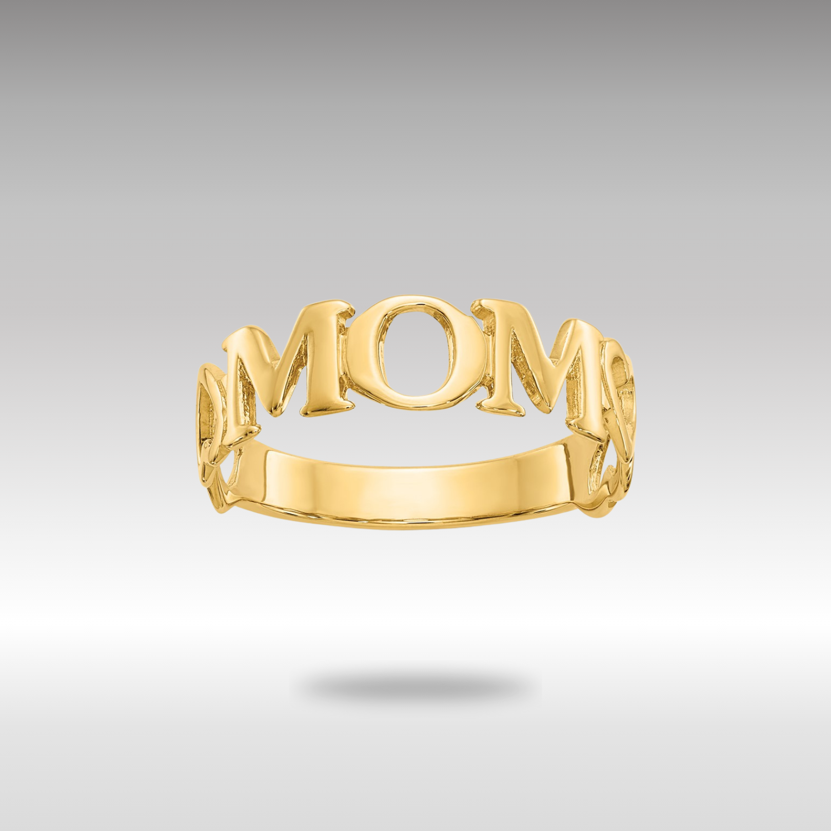 Gold Polished "Mom" Ring Model-R424 - Charlie & Co. Jewelry