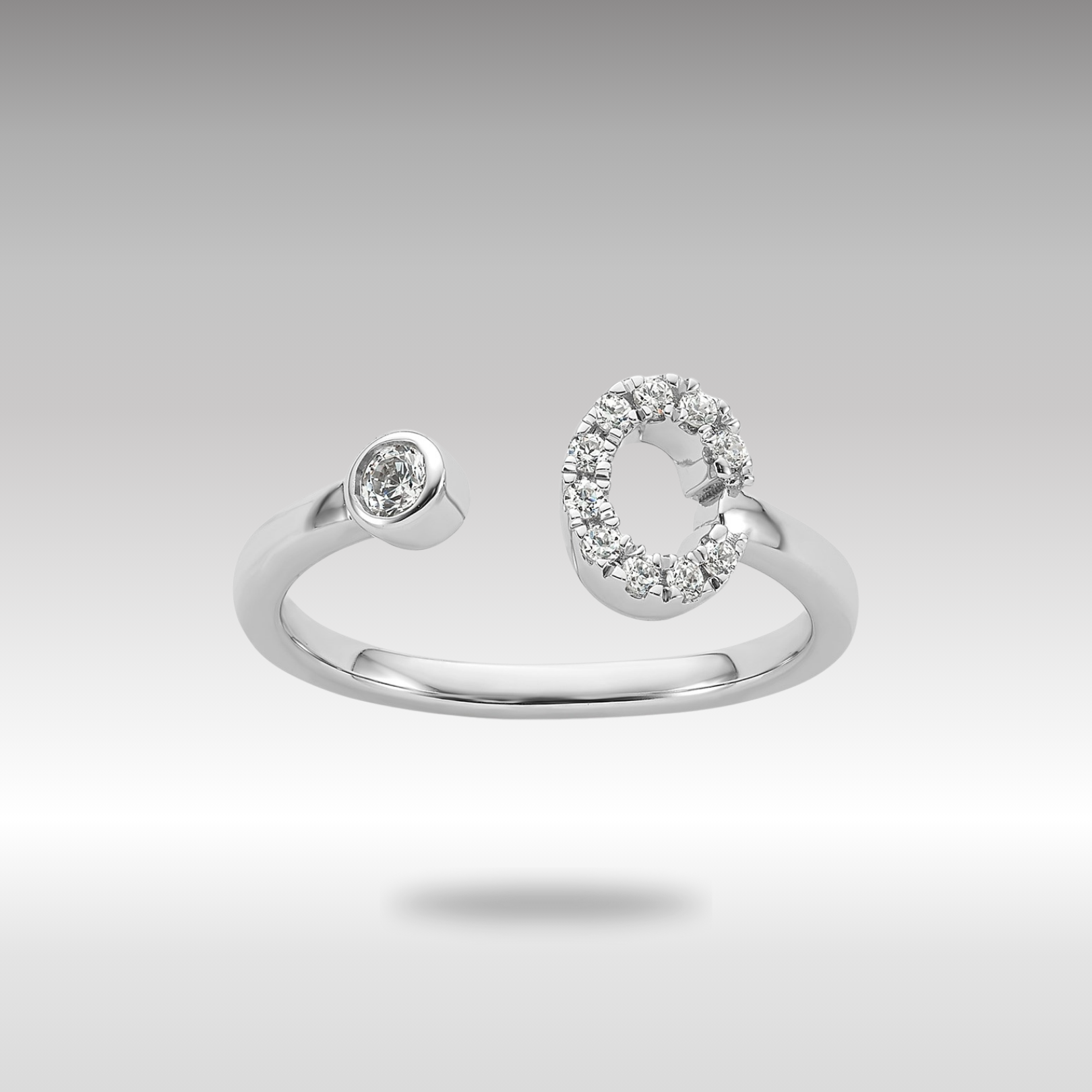 White Gold Lab Grown Diamond VS/SI FGH Initial C Adjustable Ring Model-RM10277C-017-WLG - Charlie & Co. Jewelry