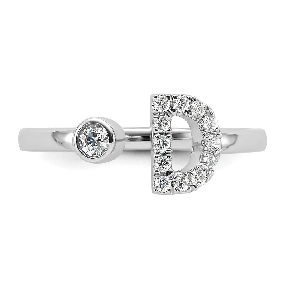 White Gold Lab Grown Diamond VS/SI FGH Initial D Adjustable Ring Model-RM10277D-017-WLG - Charlie & Co. Jewelry