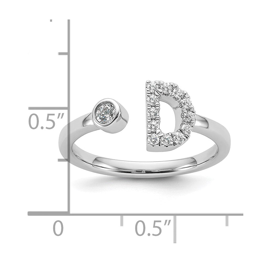White Gold Lab Grown Diamond VS/SI FGH Initial D Adjustable Ring Model-RM10277D-017-WLG - Charlie & Co. Jewelry