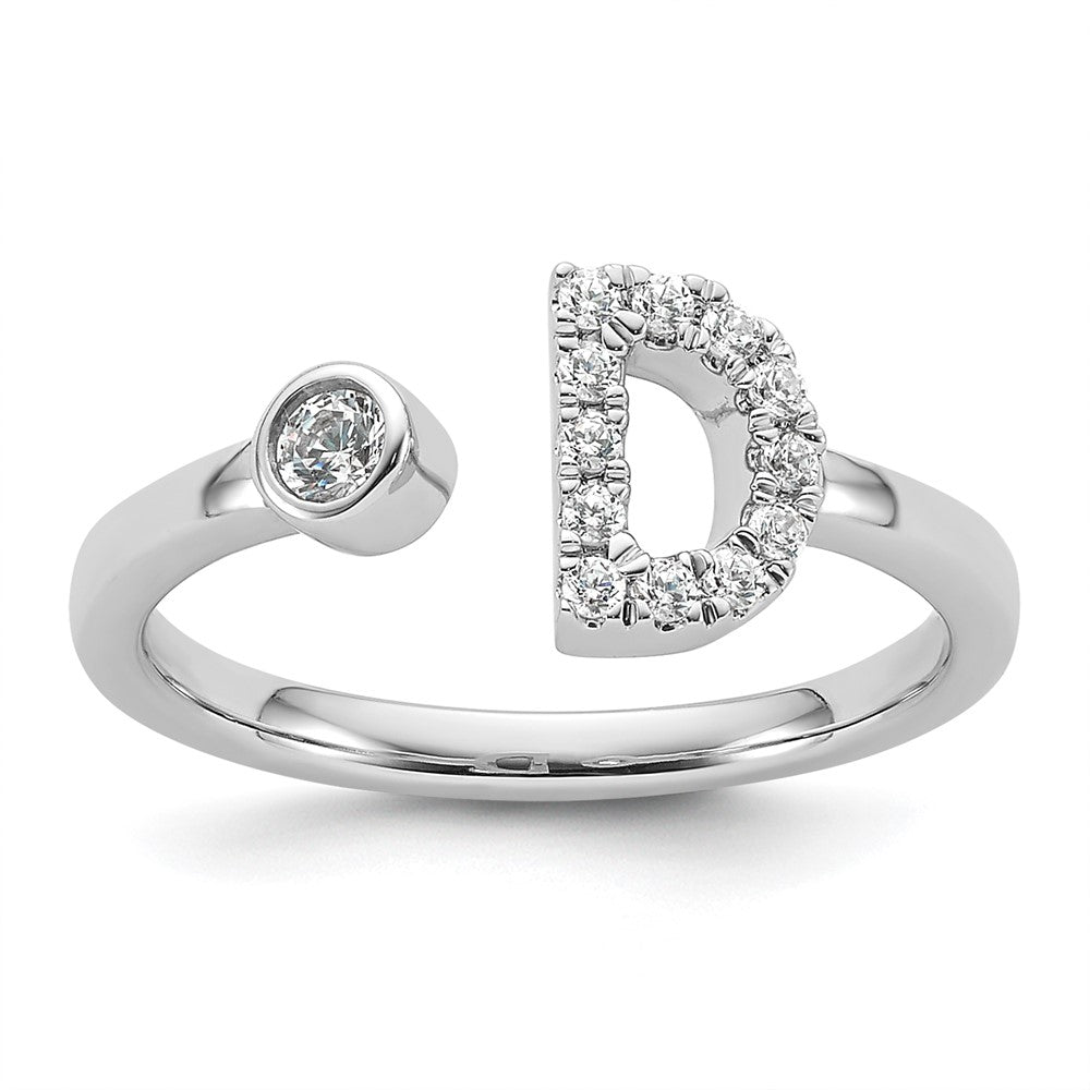 White Gold Lab Grown Diamond VS/SI FGH Initial D Adjustable Ring Model-RM10277D-017-WLG - Charlie & Co. Jewelry