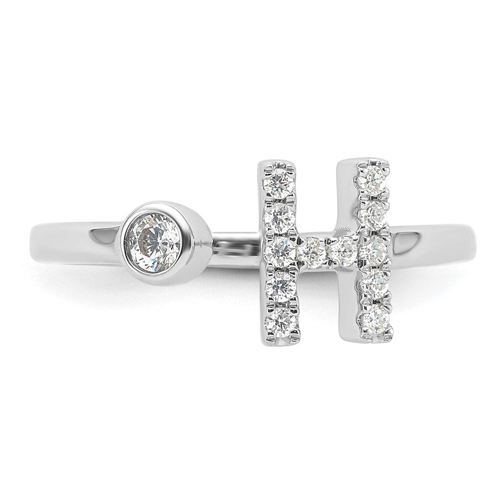 White Gold Lab Grown Diamond VS/SI FGH Initial H Adjustable Ring Model-RM10277H-017-WLG - Charlie & Co. Jewelry
