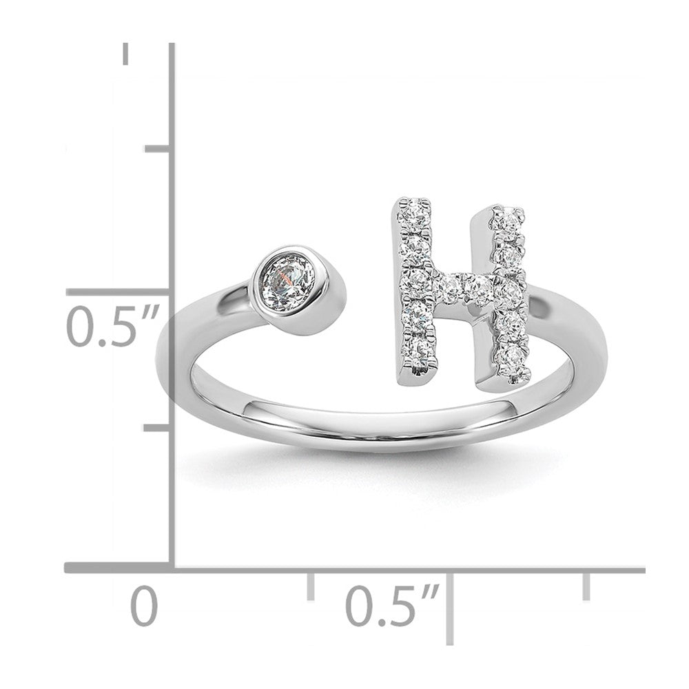 White Gold Lab Grown Diamond VS/SI FGH Initial H Adjustable Ring Model-RM10277H-017-WLG - Charlie & Co. Jewelry